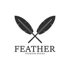crossed feather pen logo simple minimalist design