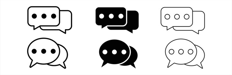 chat message icon set, Chat speech bubble, social media message sign and symbol. Vector illustration