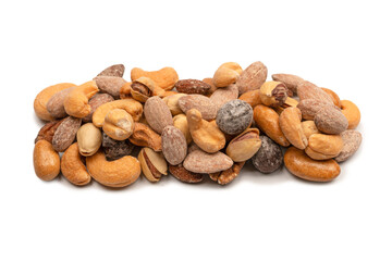 A group of almonds, pistachios, walnuts, macadamia, cashews.