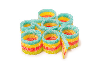 Colorful gummy candies. Isolated on a white background.
