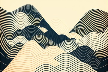 Curved line waves abstract japanese background