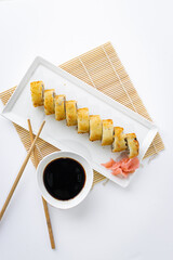 Sushi tempura on plate