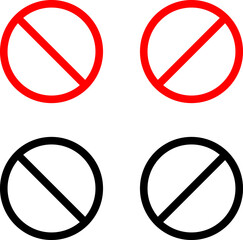 Sign forbidden. Icon symbol ban. Red circle sign stop entry ang slash line isolated on transparent background. Mark prohibited.