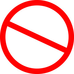 Sign forbidden. Icon symbol ban. Red circle sign stop entry ang slash line isolated on transparent background. Mark prohibited.