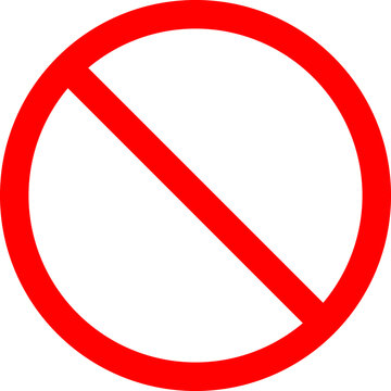 Sign forbidden. Icon symbol ban. Red circle sign stop entry ang slash line isolated on transparent background. Mark prohibited.