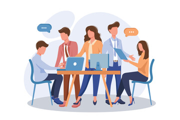 Business team working process concept. Office people discussion and brainstorming