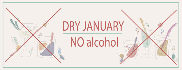 Dry January. No alcohol. Public health campaign people for month of