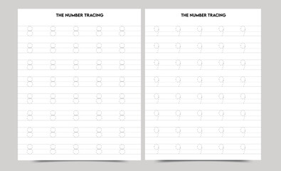 Writing practice numbers 8 and 9 printable, kindergarten kids to improve basic writing skills