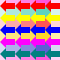 Seamless vector graphic of colourful interlocking arrows pointing both left and right