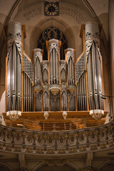 organ in the cathedral Münster Ingolstdt, Bayern Germany  chapel, arch, wood, ancient, ornate,...
