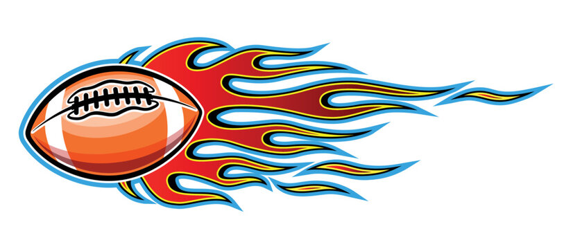 Fire American football ball vector art graphic rugby ball with tribal flame vinyl car sticker motorcycle truck decal.