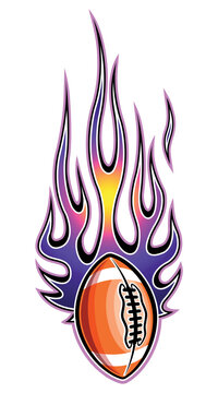 Fire American football ball vector art graphic rugby ball with tribal flame vinyl car sticker motorcycle truck decal.