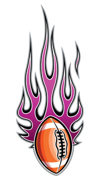 Rugby ball in burning fire flame American football ball vector art car vinyl sticker motorcycle truck decal.
