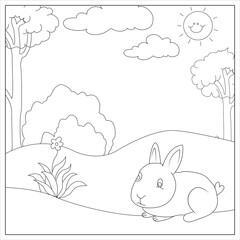 Rabbit coloring page vector