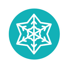 Snowflake color line icon. Geometric ornament.