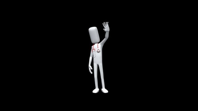 Puppet Doctor Transparent Alpha Video 3D Animation