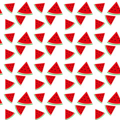 Vector seamless pattern with watermelon wedges. Juicy summer seamless pattern with watermelon.