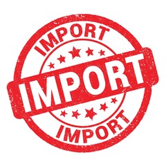 IMPORT text written on red stamp sign.