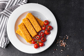 fish sticks sea fish in breadcrumbs fast food healthy meal food snack on the table copy space food background rustic top view