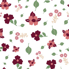Leaves and flowers repeat pattern 