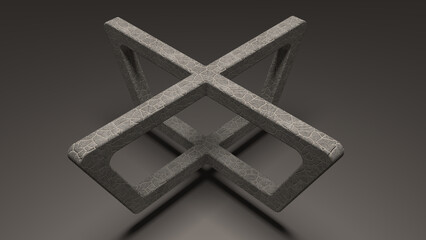 Stone structure. stone platform. Four legged. Matte black background. 3d rendering