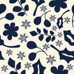 Elegant flower and leaf vector repeat pattern
