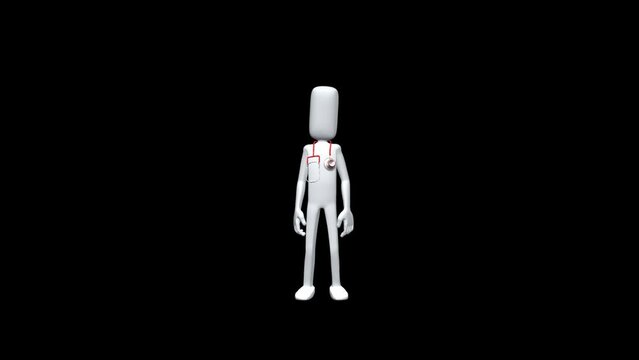 Puppet Doctor Transparent Alpha Video 3D Animation