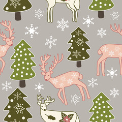 Winter themed vector repeat pattern 