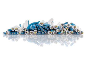 Electrical cablewire, cross section, isolated on white background