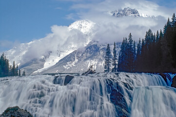 Wapta falls with mountain background
