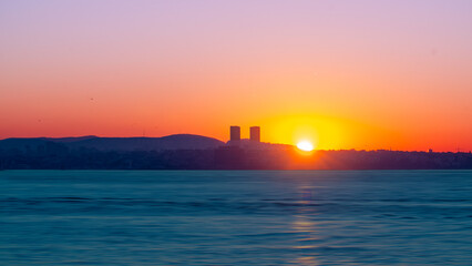 sunset over the river