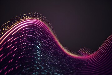 Wave lines trails flowing dynamic in diverse colors isolated on black background. Abstract futuristic background, science, digital and communication concept. Generative ai illustration