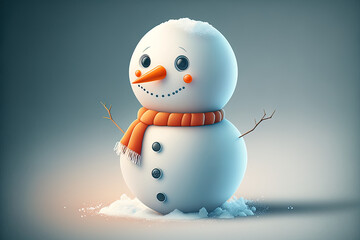 Obraz premium Schneemann mit Schal und Textfreiraum