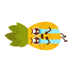 Cute Cartoon Emotional Pineapple character stickers on white background	