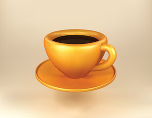 cup of coffee isolated vector 3d icon. cup of coffee 3d illustration.