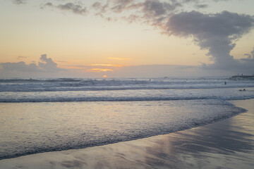 ocean at sunset. the concept of rest and solitude. texture of ocean waves