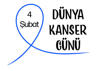 4 Şubat Dünya Kanser Günü template design. Text translate: February 4 World Cancer Day