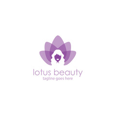 Lotus Beauty Logo Design Template with flower and woman icon, Perfect for business, company, app, technology, mobile, etc