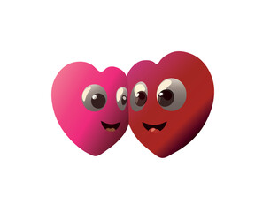 Cartoon hearts with smiles. Vector illustration