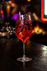 Alcoholic cocktail with ice. Bar