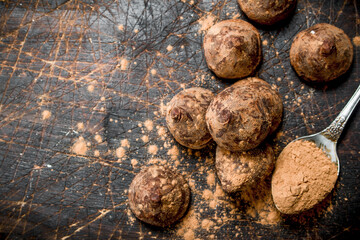Chocolate candy truffles.
