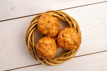 Fragrant shuquettes , close-up,on a wooden table, top view.