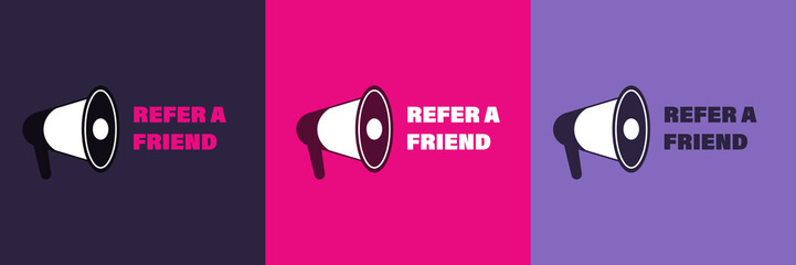 Referral system, refer a friend, a loyalty program. Set of posters