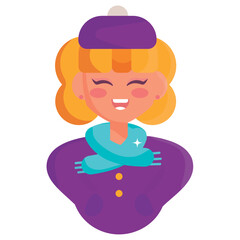 Isolated cute female character avatar with winter clothes Vector