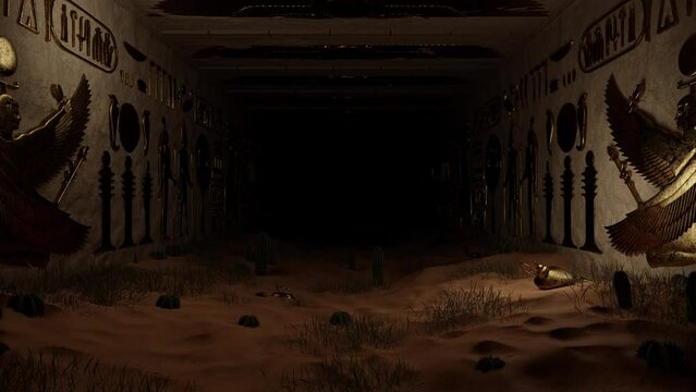 nside Ancient Egypt Pyramid tunnel 3d wallpaintings hieroglyphs historic civilisation Trippy cultural vj loop animation art desert building moving lights