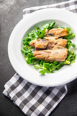 sardine salad vegetable dish meal food snack on the table copy space food background rustic top view