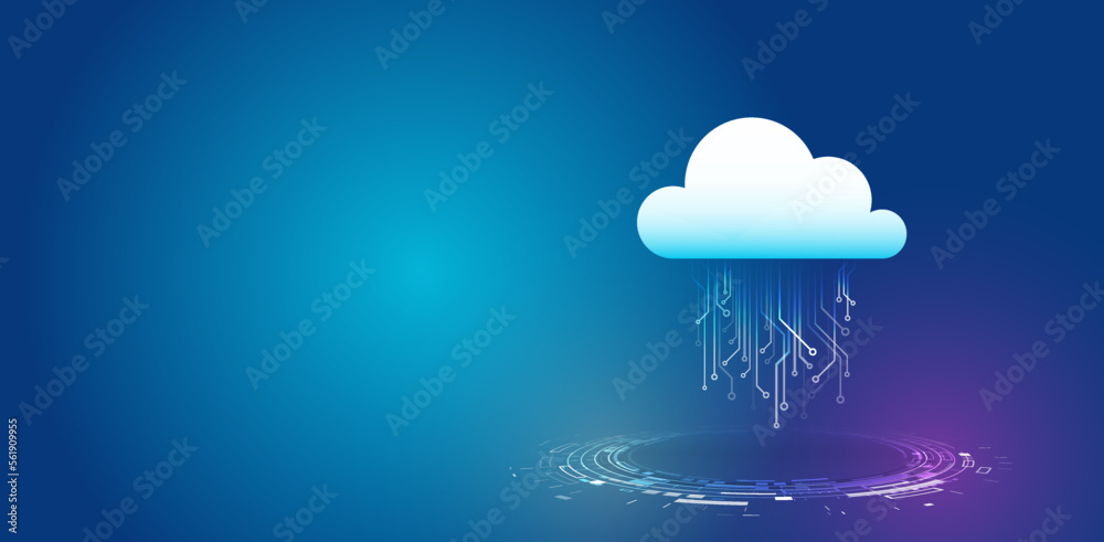 Poster Data cloud storage technology. Database and data center vector illustration. Cloud technology isometric background. Computer technology, server room, and equipment for internet networks.