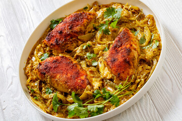 Cheesy Salsa Verde Chicken in dish, top view