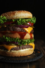 A double burger in low key	