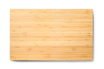 Large rectangular cutting and serving board isolated on white background. top view